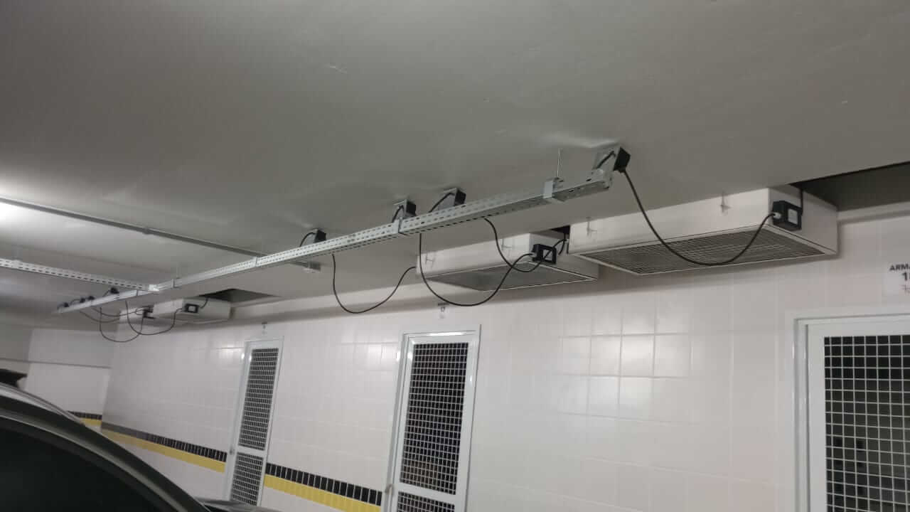 Sistema de exaustão de garagem instalado